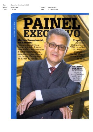 TÃ­tulo: Marcos Kowalewski, da Hochtief Veiculo: Revista Exame ...