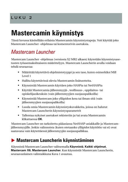 JÃ¤rjestelmÃ¤nvalvojan opas - Mastercam.fi