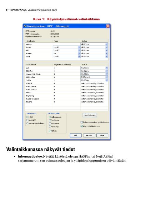 JÃ¤rjestelmÃ¤nvalvojan opas - Mastercam.fi