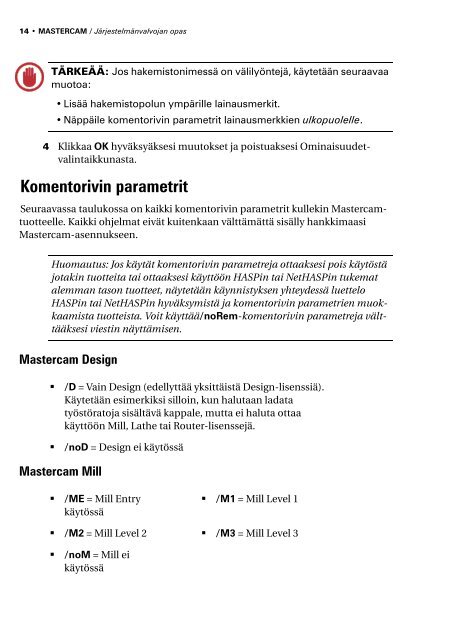 JÃ¤rjestelmÃ¤nvalvojan opas - Mastercam.fi