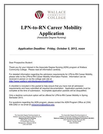 LPN-to-RN Career Mobility Application - Wallace Community College