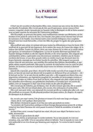Dissertation maupassant la parure