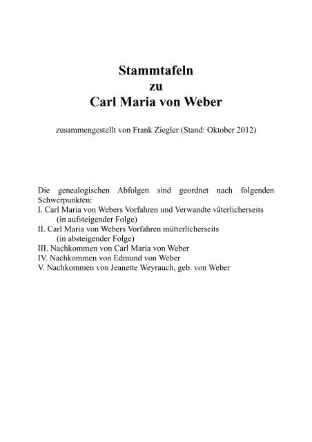 Stammtafeln zu Carl Maria von Weber - Internationale Carl-Maria ...