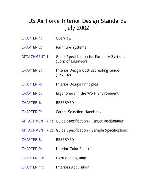 Us Air Force Interior Design Standards The Whole Building