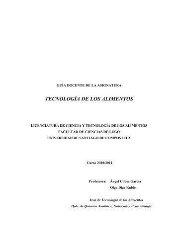 tecnologÃ­a de los alimentos - Facultade de Veterinaria de Lugo