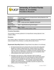 University of Central Florida Finance & Accounting Procedures ...