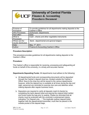 University of Central Florida Finance & Accounting Procedures ...