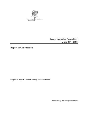 Access to Justice Committee Report - The Law Society of Upper ...