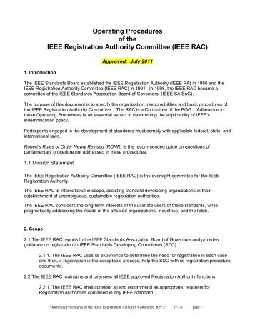 RAC Operating Procedures - The IEEE Standards Association