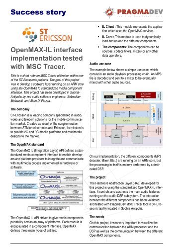 ST-Ericsson Sucess Story - PragmaDev