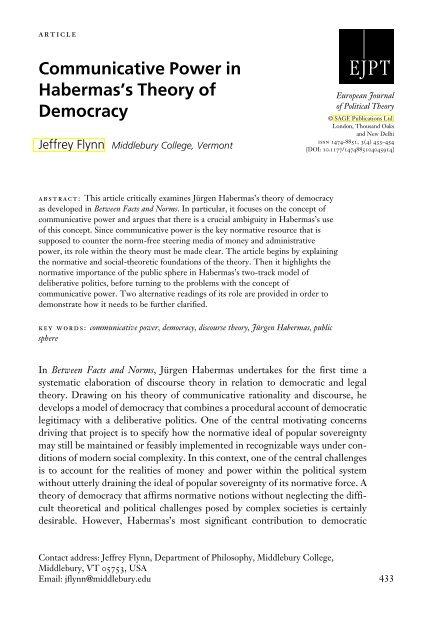 Communicative Power in Habermas's Theory of Democracy