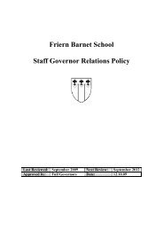 Friern Barnet School Staff Governor Relations Policy