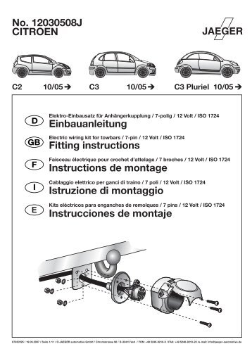 CITROEN C2 10/05 No. 12030508J C3 10/05 C3 Pluriel 10/05