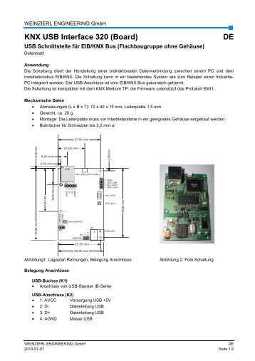 KNX USB Interface 320 (Board) DE - Weinzierl Engineering GmbH