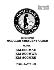 KM-800MAE KM-800MWE KM-800MRE - Hoshizaki America, Inc.