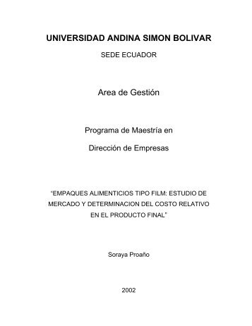 UNIVERSIDAD ANDINA SIMON BOLIVAR Area de Gestión