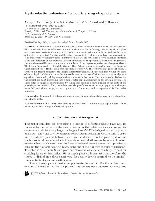 Hydroelastic behavior of a floating ring-shaped plate