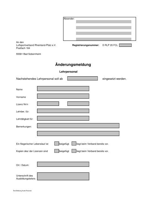 Verbandsinternen Vordrucke zum AHB (PDF) - Luftsportverband ...