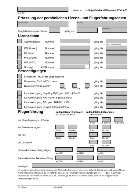 Verbandsinternen Vordrucke zum AHB (PDF) - Luftsportverband ...