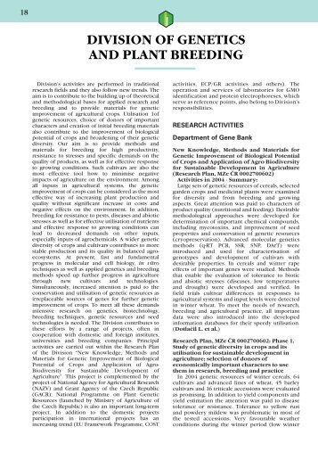 DIVISION OF GENETICS AND PLANT BREEDING