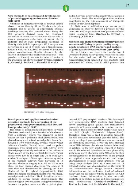 DIVISION OF GENETICS AND PLANT BREEDING