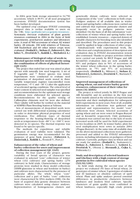 DIVISION OF GENETICS AND PLANT BREEDING