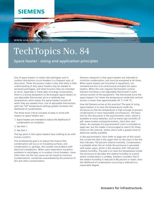 Space heater - sizing and application principles - Siemens