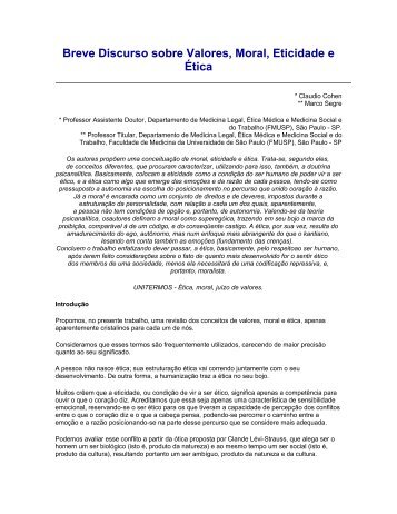 Artigo sobre etica e moral