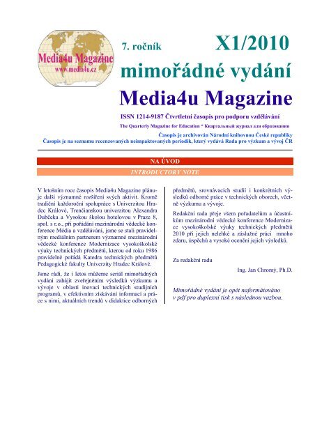 Modernizace vysokoÅ¡kolskÃ© vÃ½uky technickÃ½ch pÅ™edmÄ›tÅ¯ ... - media4u