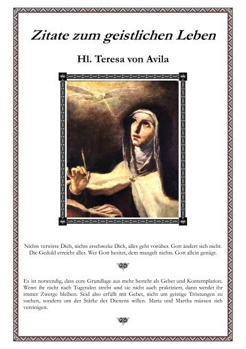 Hl. Teresa von Avila - Zitate zum geistlichen ... - Priesternetzwerk
