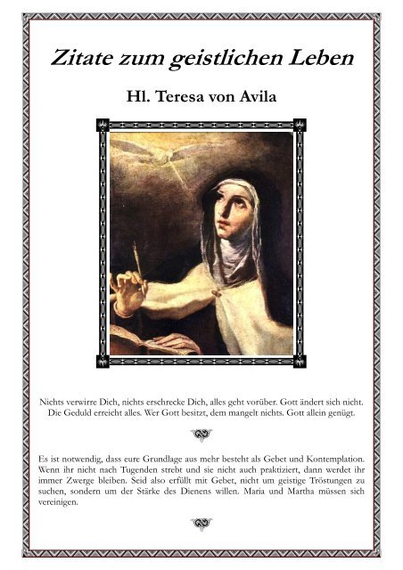 Hl. Teresa von Avila - Zitate zum geistlichen ... - Priesternetzwerk