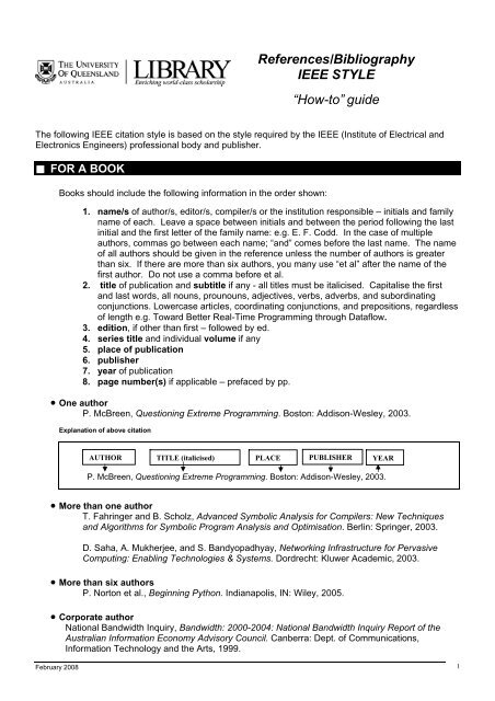 References/Bibliography IEEE STYLE âHow-toâ guide