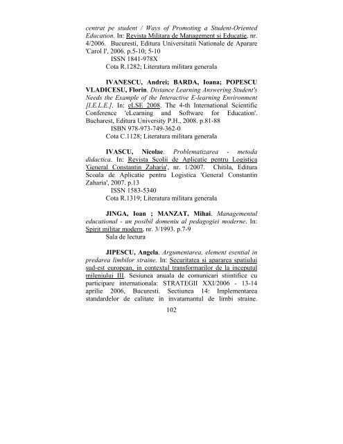 catalog adrese web - biblioteca universitara - Universitatea ...