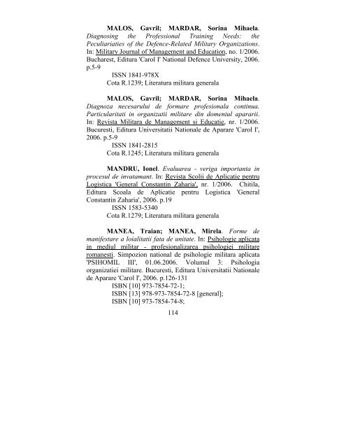 catalog adrese web - biblioteca universitara - Universitatea ...