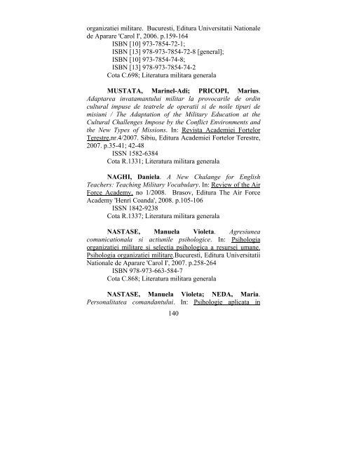 catalog adrese web - biblioteca universitara - Universitatea ...