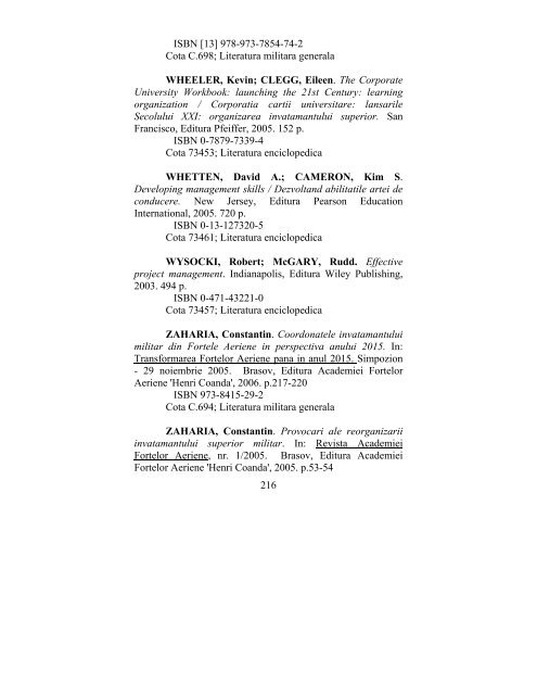 catalog adrese web - biblioteca universitara - Universitatea ...