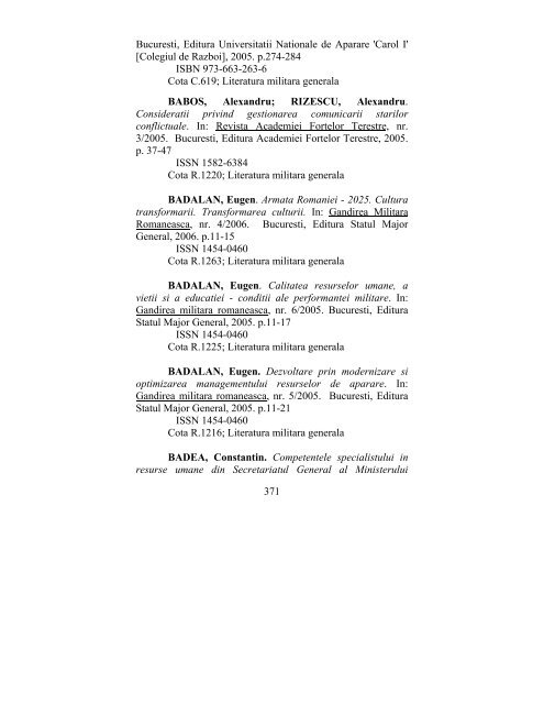 catalog adrese web - biblioteca universitara - Universitatea ...