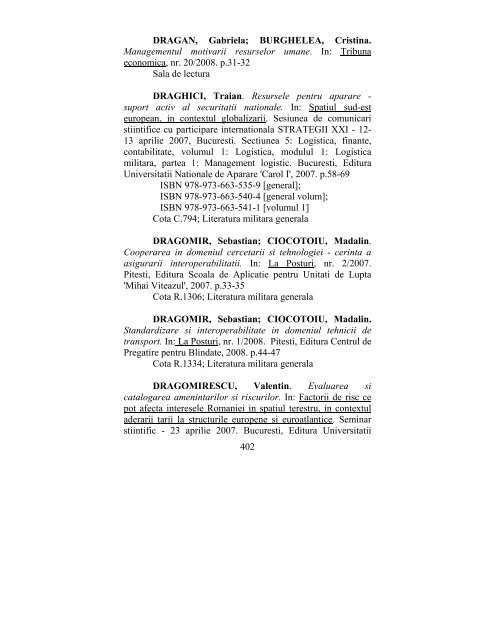 catalog adrese web - biblioteca universitara - Universitatea ...