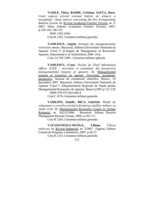 catalog adrese web - biblioteca universitara - Universitatea ...