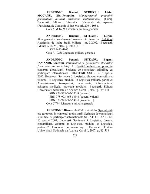 catalog adrese web - biblioteca universitara - Universitatea ...