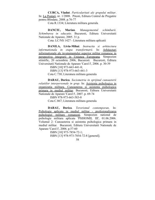 catalog adrese web - biblioteca universitara - Universitatea ...