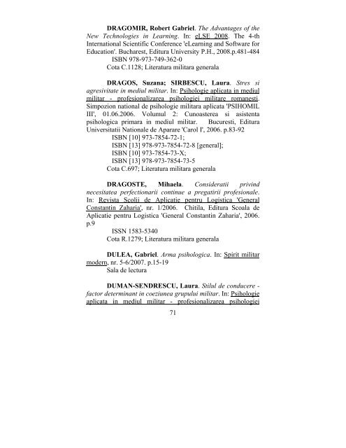 catalog adrese web - biblioteca universitara - Universitatea ...