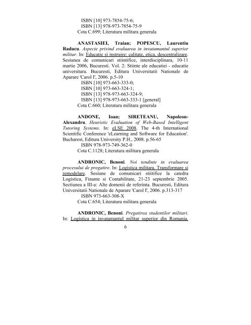 catalog adrese web - biblioteca universitara - Universitatea ...