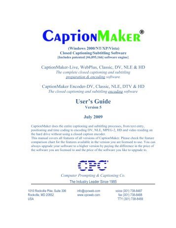 Captionmaker Manual - Cpc