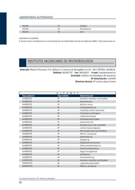 laboratorios autorizados 2004 catÃ¡logo GENERALITAT VALENCIANA