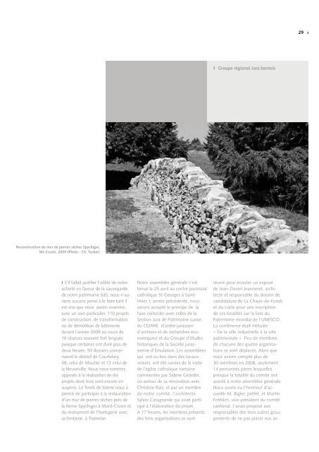 Download Jahresbericht 2009 - Berner Heimatschutz