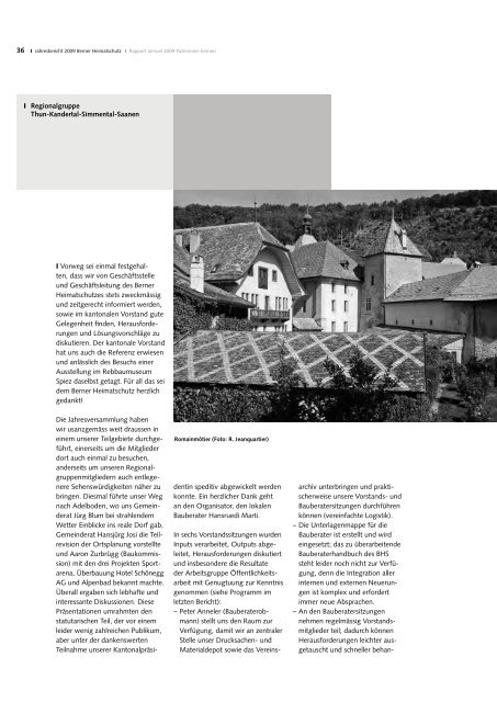Download Jahresbericht 2009 - Berner Heimatschutz