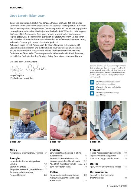 wsw.info Ausgabe 154 / September 2013 - Wuppertaler Stadtwerke ...