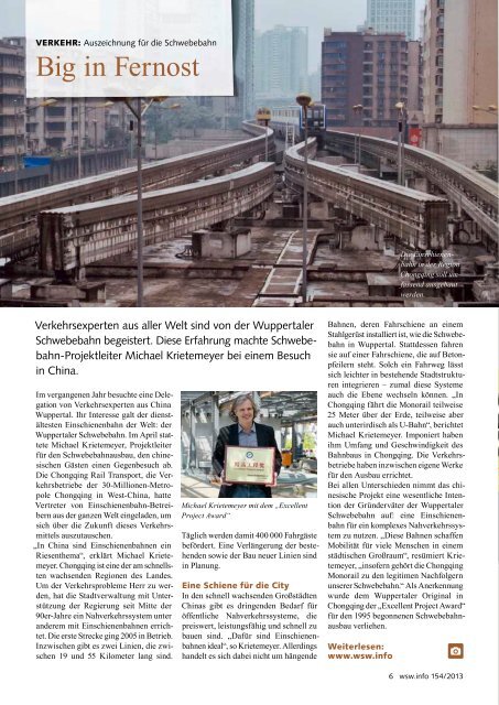 wsw.info Ausgabe 154 / September 2013 - Wuppertaler Stadtwerke ...