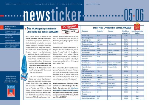 Das PC Magazin prämiert die  - WEKA Mediengruppe München